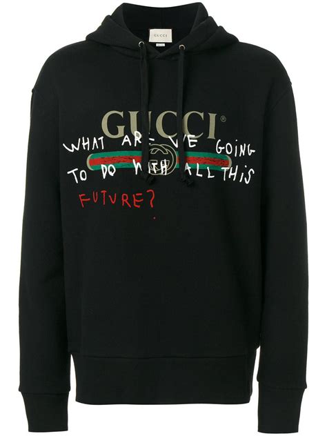 gucci black coco capitan hoodie|Embroidered jersey hooded sweatshirt .